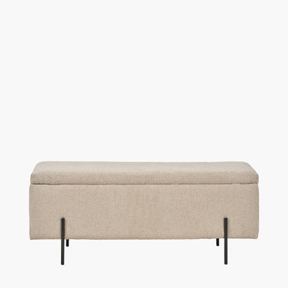 Catania Taupe Teddy Storage Bench with Black Metal Legs