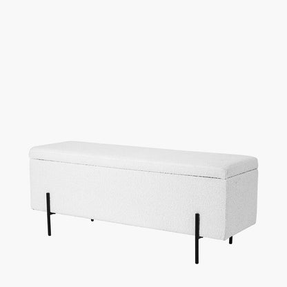 Catania Bouclé Fabric Storage Bench with Black Legs