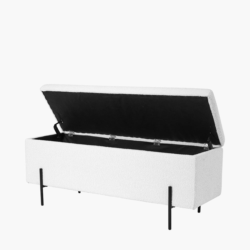 Catania Bouclé Fabric Storage Bench with Black Legs