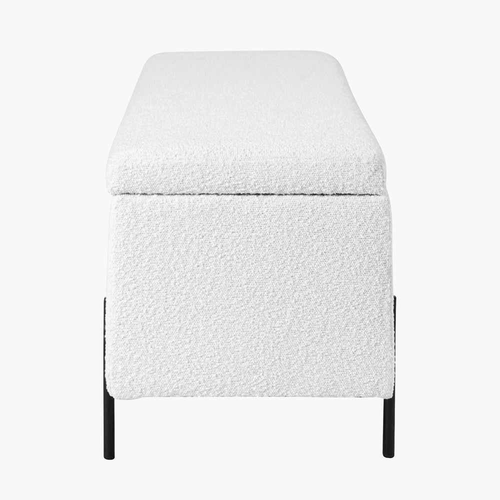 Catania Bouclé Fabric Storage Bench with Black Legs