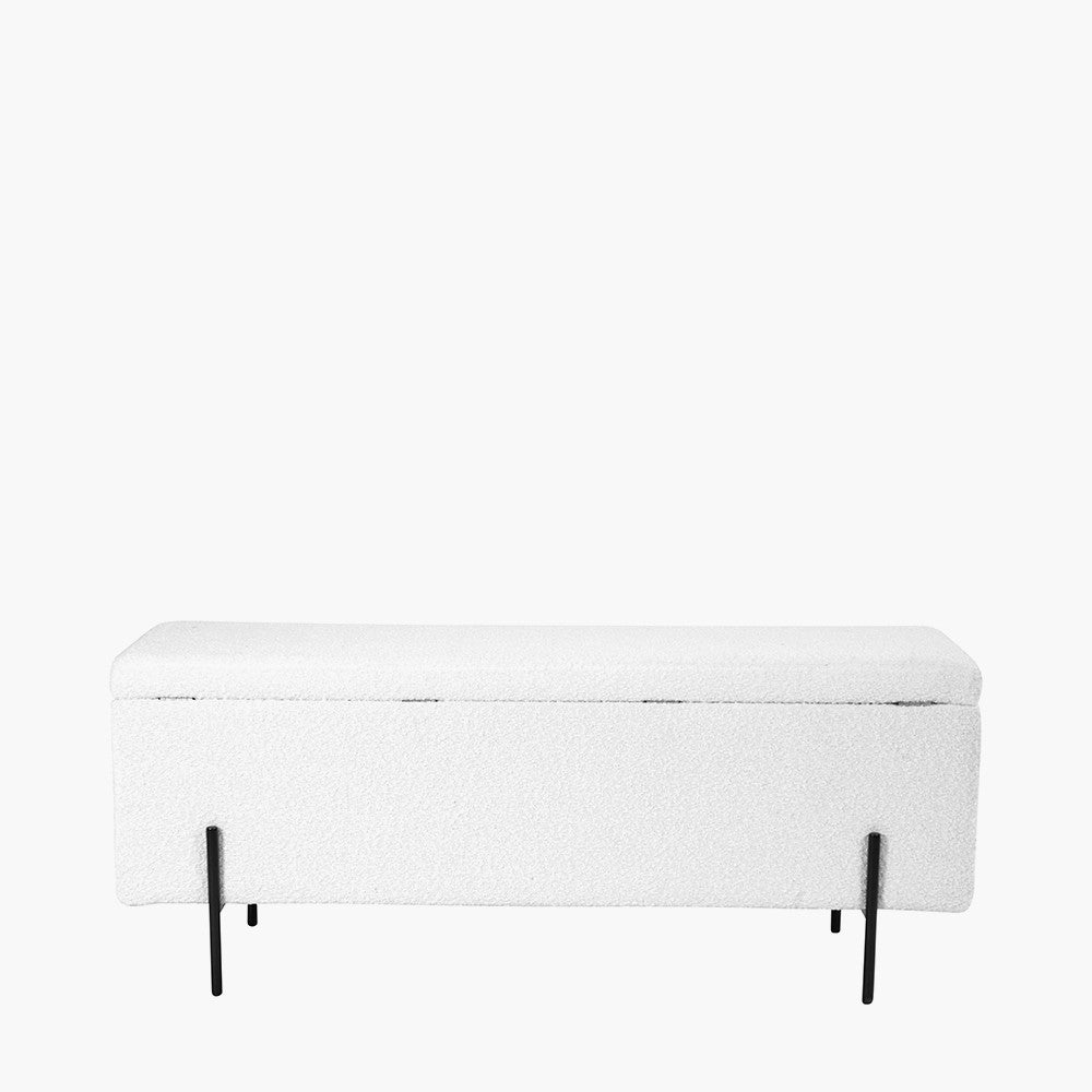 Catania Bouclé Fabric Storage Bench with Black Legs