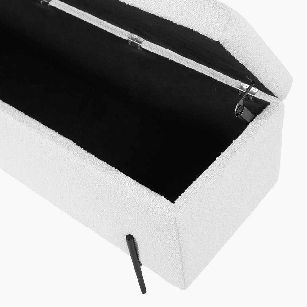 Catania Bouclé Fabric Storage Bench with Black Legs