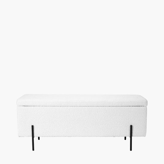 Catania Bouclé Fabric Storage Bench with Black Legs