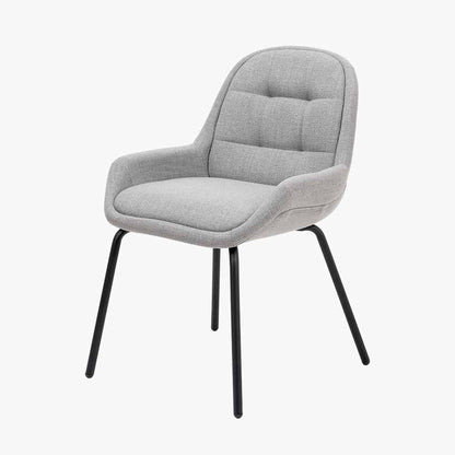 The Alba Dining Chair, upholstered in a soft grey linen mix with a stitched back and slender black metal legs ensures it complements any décor. Shop online today at www.nobleandnook.co.uk