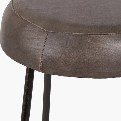 Cosimo Peppercorn Leather and Bronze Metal Bar Stool