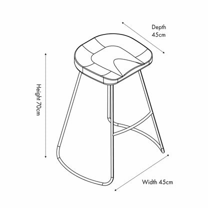 Ash Wood and Black Metal Bar Stool