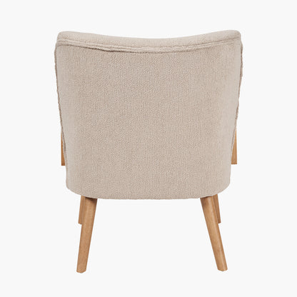 Sennori Taupe Teddy Fabric and Rubber Wood Occasional Chair – Soft Texture Meets Natural Elegance