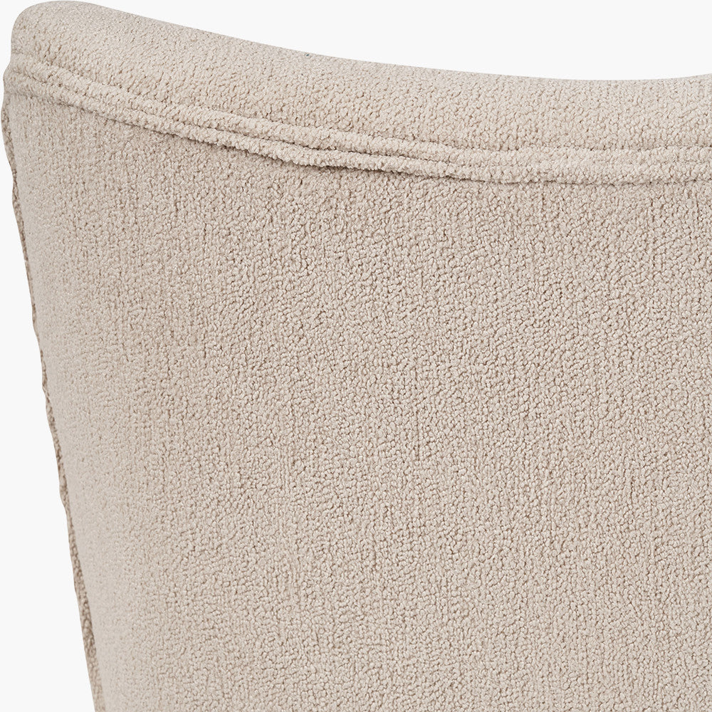 Sennori Taupe Teddy Fabric and Rubber Wood Occasional Chair – Soft Texture Meets Natural Elegance