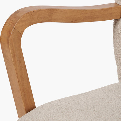 Sennori Taupe Teddy Fabric and Rubber Wood Occasional Chair – Soft Texture Meets Natural Elegance