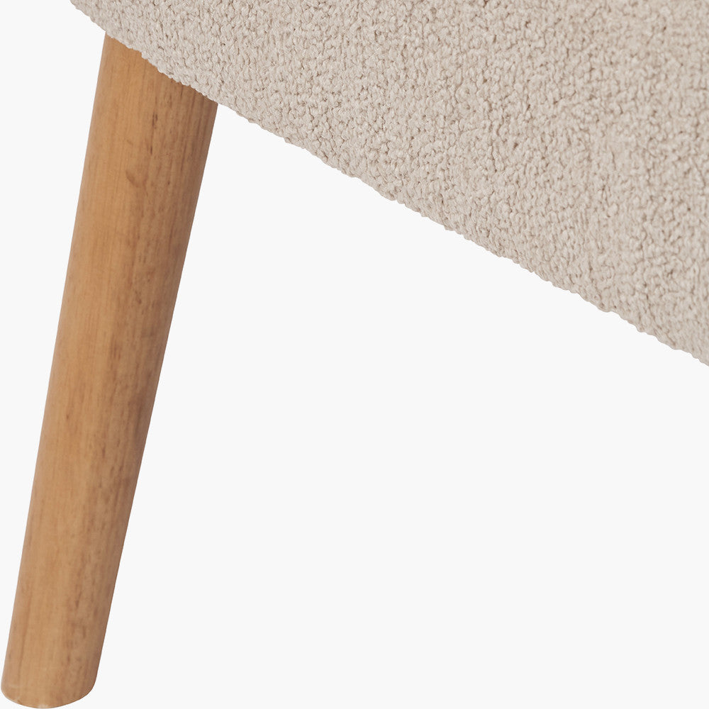 Sennori Taupe Teddy Fabric and Rubber Wood Occasional Chair – Soft Texture Meets Natural Elegance
