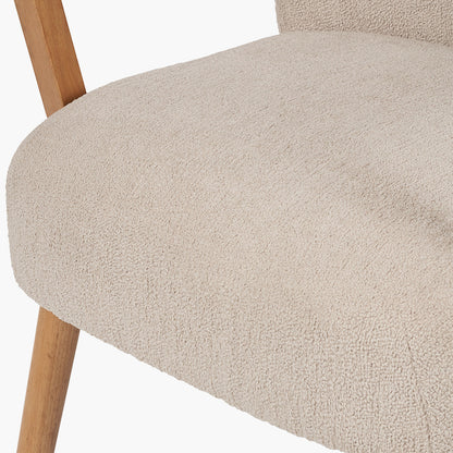 Sennori Taupe Teddy Fabric and Rubber Wood Occasional Chair – Soft Texture Meets Natural Elegance