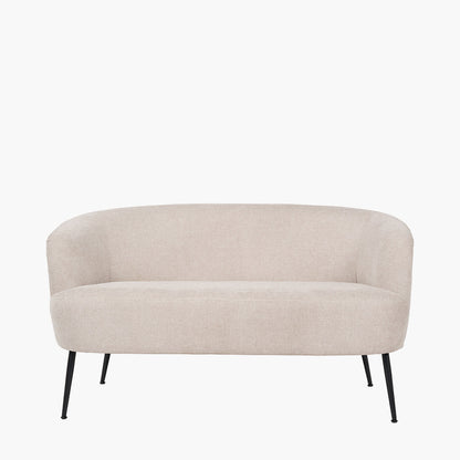 Aviana Natural Chenille Sofa with Black Metal Legs | Compact Sofa