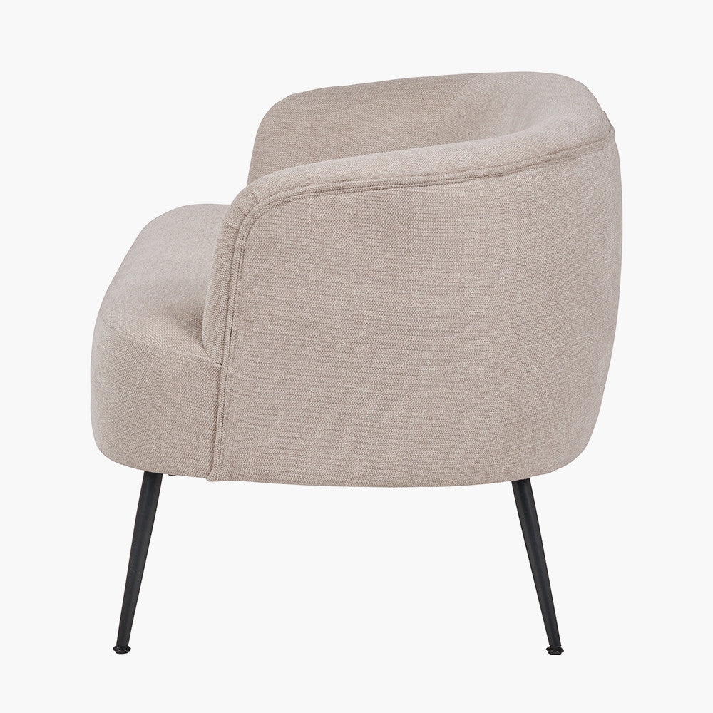 Aviana Natural Chenille Sofa with Black Metal Legs | Compact Sofa