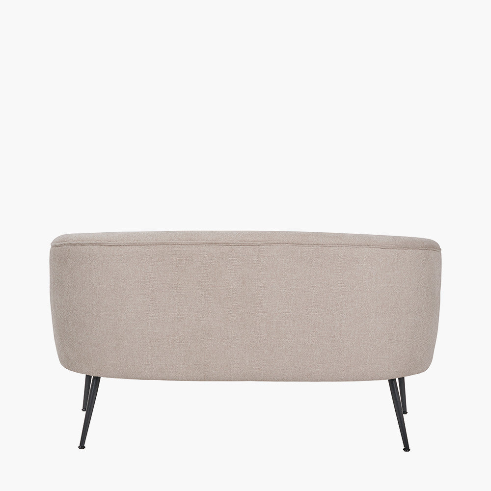 Aviana Natural Chenille Sofa with Black Metal Legs | Compact Sofa