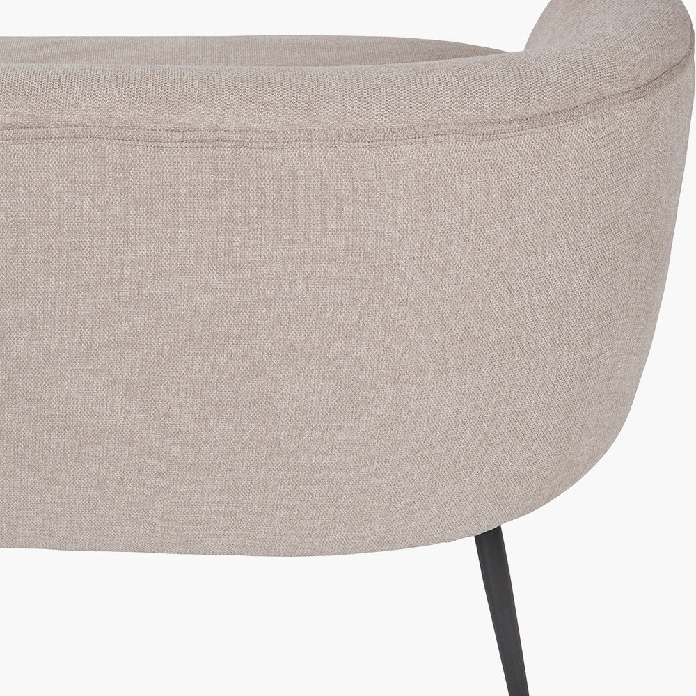 Aviana Natural Chenille Sofa with Black Metal Legs | Compact Sofa