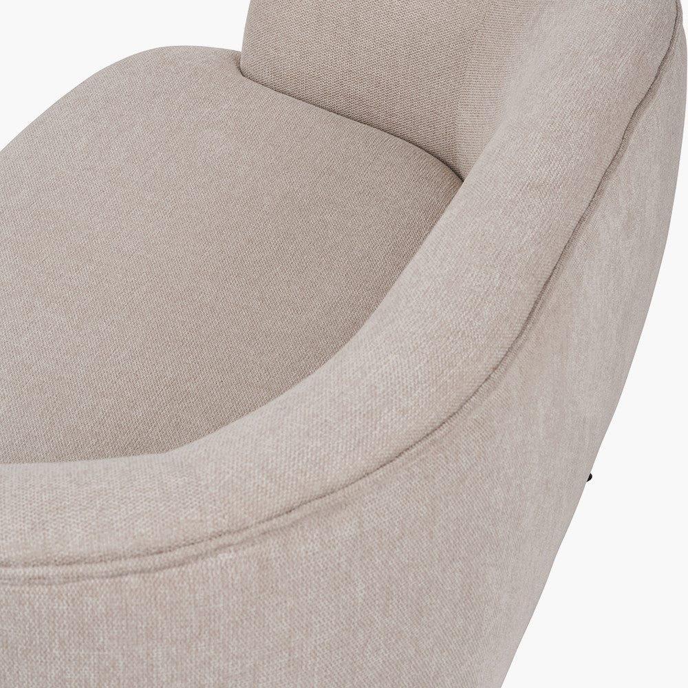 Aviana Natural Chenille Sofa with Black Metal Legs | Compact Sofa