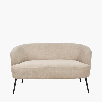 Aviana Taupe Teddy & Black Metal Sofa