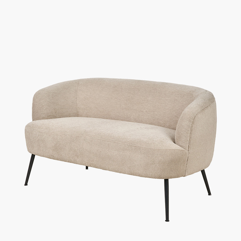 Aviana Taupe Teddy & Black Metal Sofa