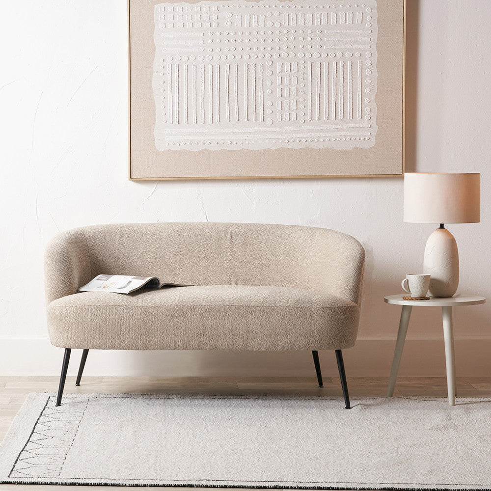 Aviana Taupe Teddy & Black Metal Sofa