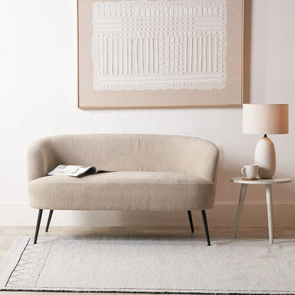 Aviana Taupe Teddy & Black Metal Sofa