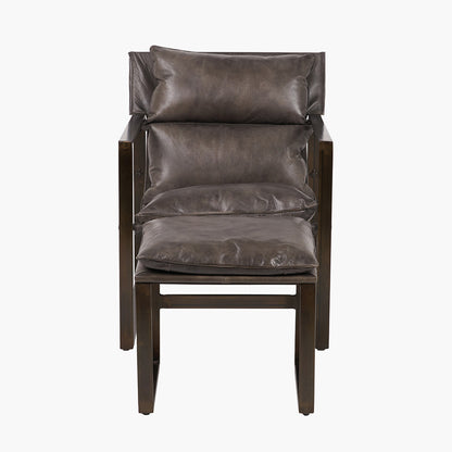 Nico Peppercorn Leather Chair and Footstool
