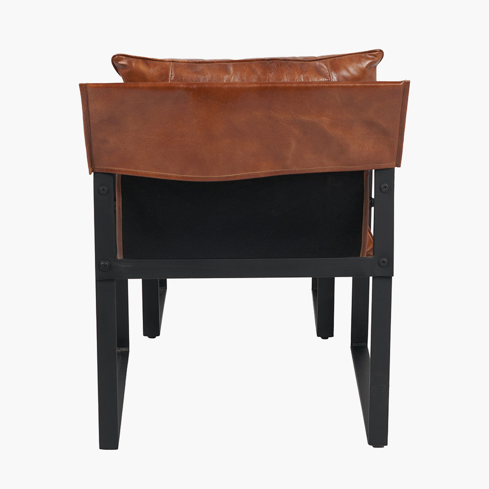 Nico Vintage Brown Leather Chair & Footstool