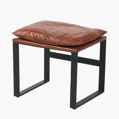 Nico Vintage Brown Leather Chair & Footstool