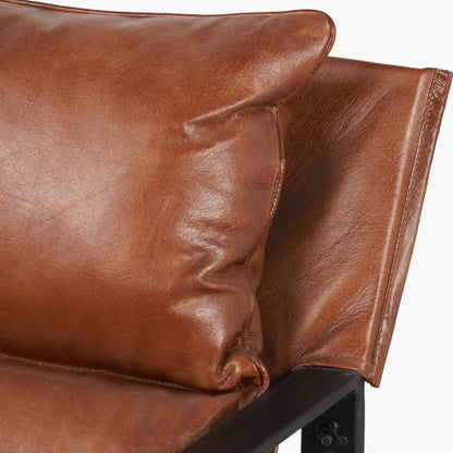 Nico Vintage Brown Leather Chair & Footstool