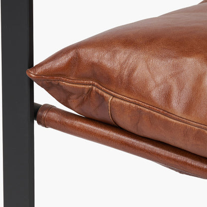 Nico Vintage Brown Leather Chair & Footstool