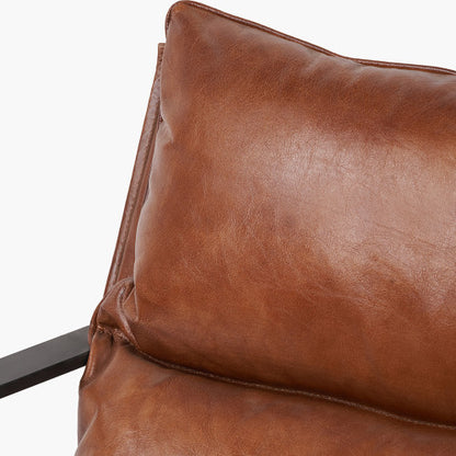 Nico Vintage Brown Leather Chair & Footstool