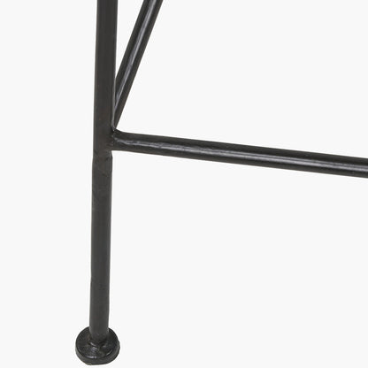 Black Rattan Core & Black Metal Bar Stool