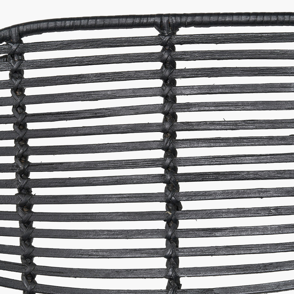 Black Rattan Core & Black Metal Bar Stool