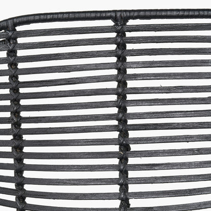 Black Rattan Core & Black Metal Bar Stool