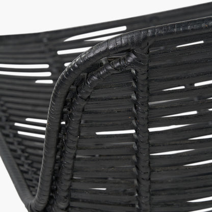 Black Rattan Core & Black Metal Bar Stool