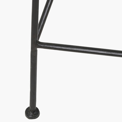 Natural Rattan Core & Black Metal Bar Stool