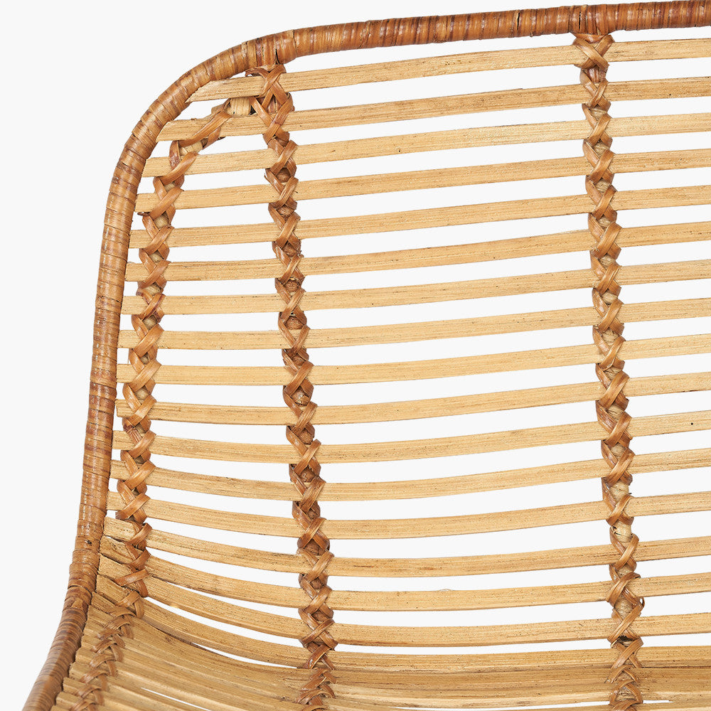 Natural Rattan Core & Black Metal Bar Stool
