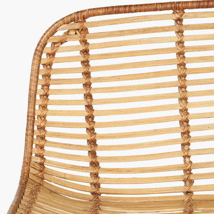 Natural Rattan Core & Black Metal Bar Stool