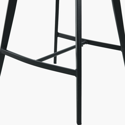 Enya Light Grey Chenille and Black Metal Quilted Back Bar Stool