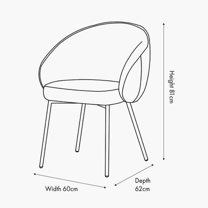 Kelsby Mocha Textured Marl Chenille and Black Metal Tub Dining Chair