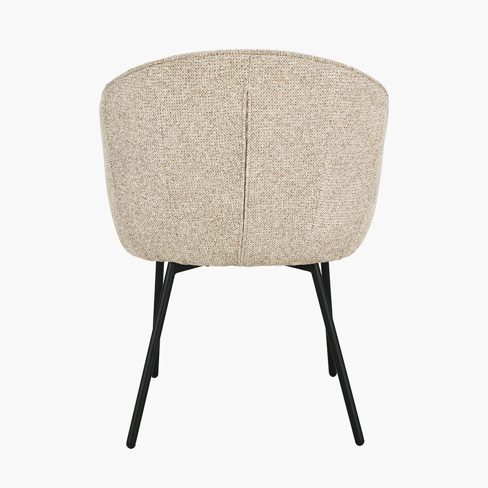 Kelsby Mocha Textured Marl Chenille and Black Metal Tub Dining Chair