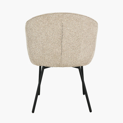 Kelsby Mocha Textured Marl Chenille and Black Metal Tub Dining Chair