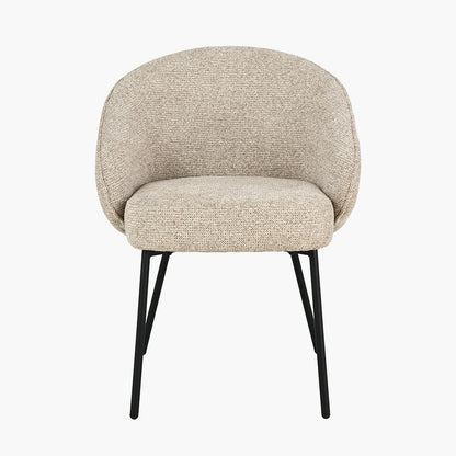 Kelsby Mocha Textured Marl Chenille and Black Metal Tub Dining Chair