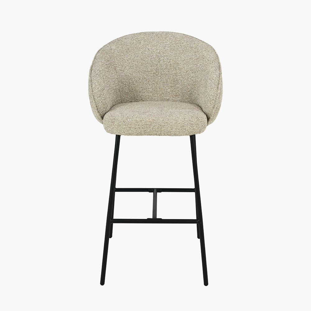 Kelsby Mocha Textured Marl Chenille & Black Metal Tub Bar Stool