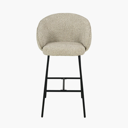 Kelsby Mocha Textured Marl Chenille & Black Metal Tub Bar Stool