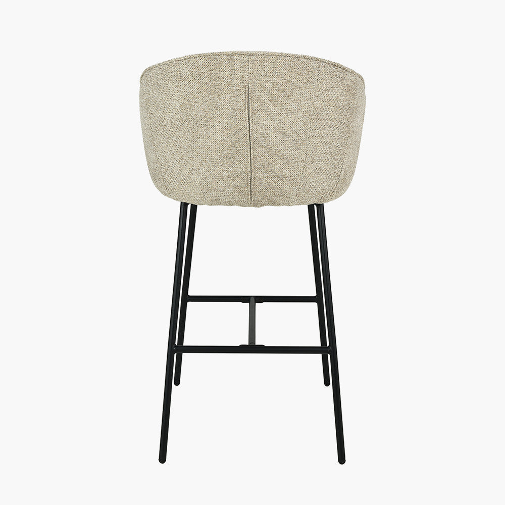 Kelsby Mocha Textured Marl Chenille & Black Metal Tub Bar Stool