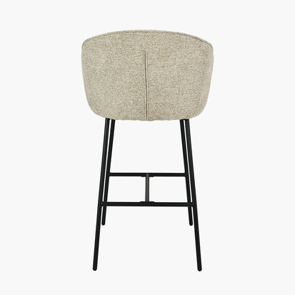 Kelsby Mocha Textured Marl Chenille & Black Metal Tub Bar Stool