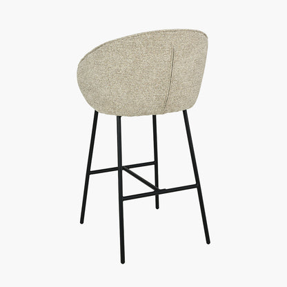 Kelsby Mocha Textured Marl Chenille & Black Metal Tub Bar Stool