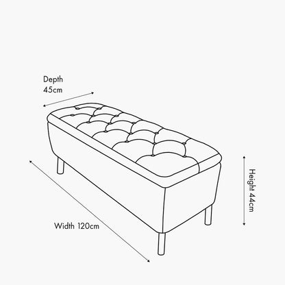 Else Mocha Textured Marl Chenille & Black Metal Buttoned Storage Ottoman