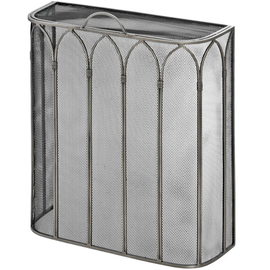 Gothic Antique Pewter Firescreen – Handcrafted Fireside Elegance
