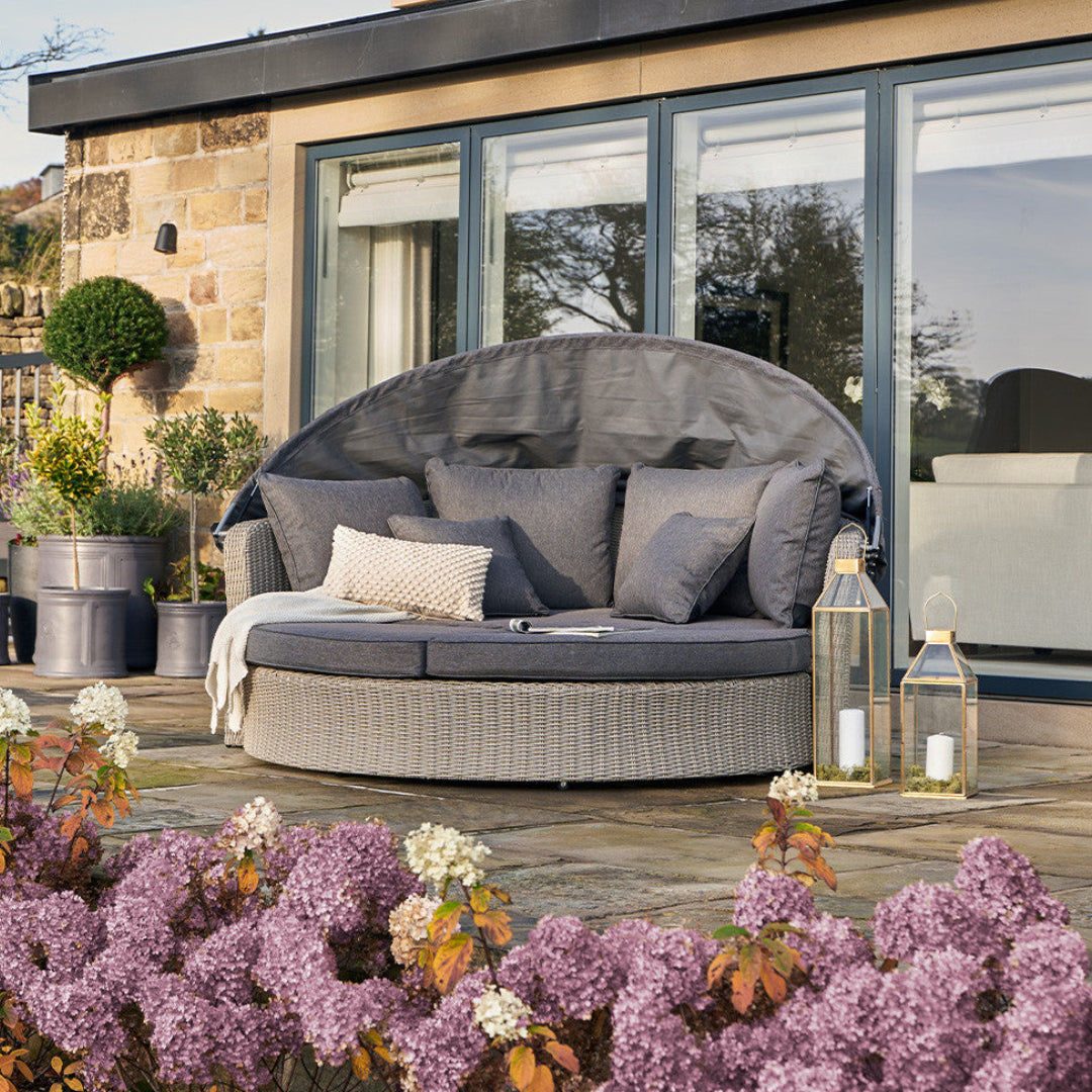 Experience ultimate outdoor luxury with the Bermuda Slate Grey Outdoor Day Bed. Perfect for relaxation and lounging, it elevates your outdoor living space. Shop online at www.nobleandnook.co.uk
